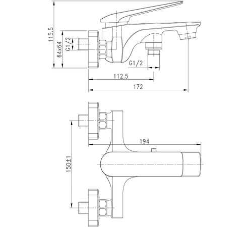 Смеситель для ванны Lemark Allegro с коротким изливом хром/белый LM5914CW