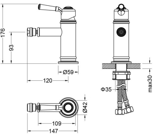 Смеситель для биде Aquanet Классик полированное золото AQ1518PG