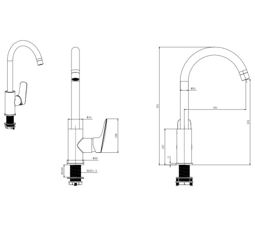 Смеситель для кухни Aquanet Вега полукруглый излив хром AQ1082CR