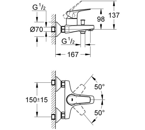 Смеситель для ванны GROHE BauFlow хром 23601000