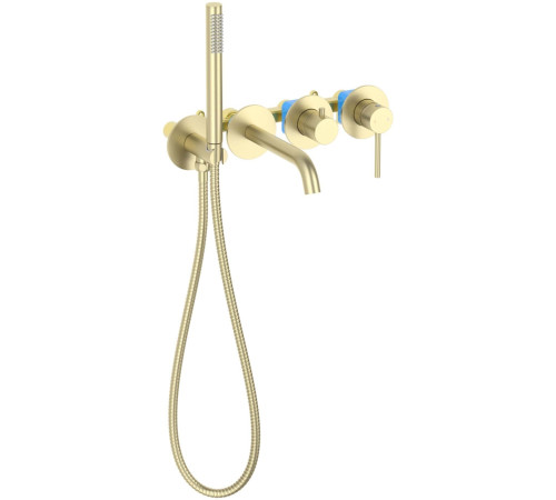 Смеситель для ванны встраиваемый Aquanet Европа внешняя и скрытая часть шлифованное золото AQ1344BG