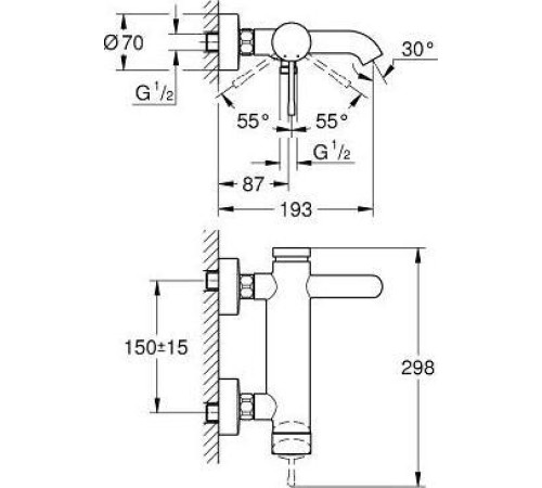 Смеситель для ванны GROHE Essence однорычажный хром 33624001