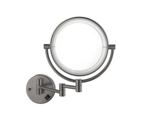 Зеркало косметическое настенное с подсветкой Aquanet 5x увеличение оружейная сталь AQ4912BGM