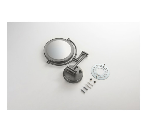 Зеркало косметическое настенное с подсветкой Aquanet 5x увеличение оружейная сталь AQ4912BGM