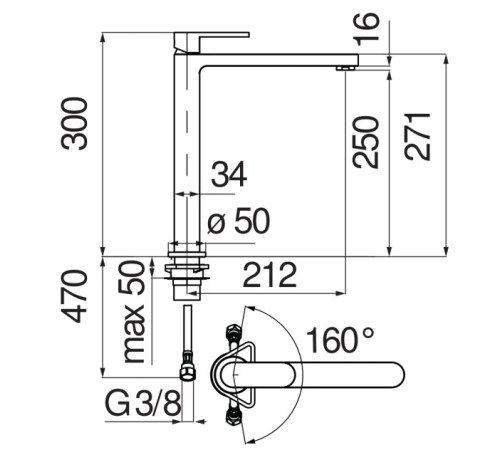 Смеситель для кухни UP хром UP94713CR