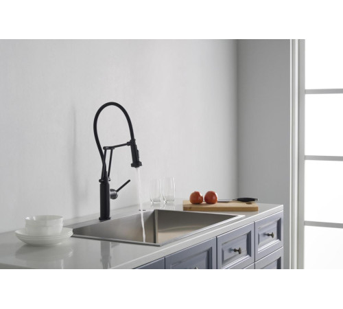 Смеситель для кухни Aquanet Европа профессиональный 2 jet матовый черный AQ1388MB