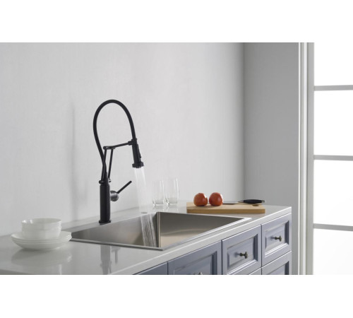 Смеситель для кухни Aquanet Европа профессиональный 2 jet матовый черный AQ1388MB