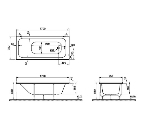 Ванна стальная Ideal Standard Optimum Neo 170x75 см 64570001000