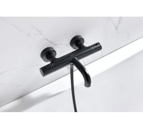 Смеситель для ванны термостатический Aquanet Европа матовый черный AQ1343MB