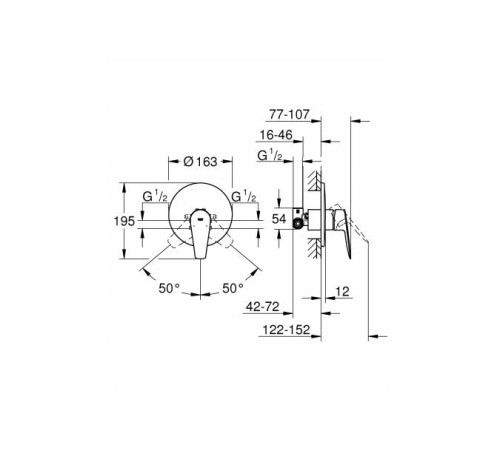 Смеситель для душа GROHE BauEdge встраиваемый комплект хром 29078001