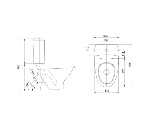 Унитаз-компакт Sanita Вест белый сиденье полипропилен косой выпуск 1.P201.8.S00.00B.F