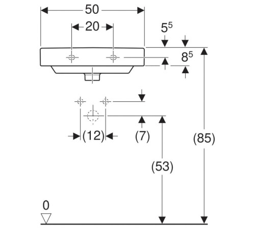 Раковина Geberit Smyle Square 50х41 см с отверстием под смеситель 500.256.01.1