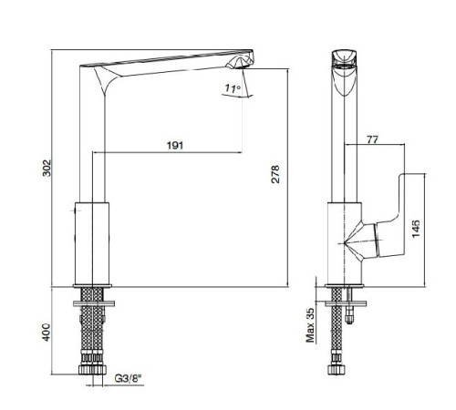 Смеситель для кухни TRES LUNA 278 золото 102818043EX