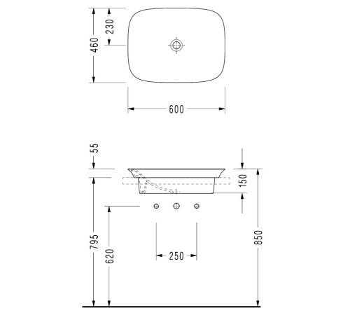 Раковина встраиваемая сверху Serel HERA 46х60 см HR33DXS110H