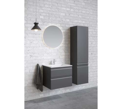 Шкаф-пенал AQUATON Вега 35 см 2 двери серый матовый петли слева AQ70035L-MG