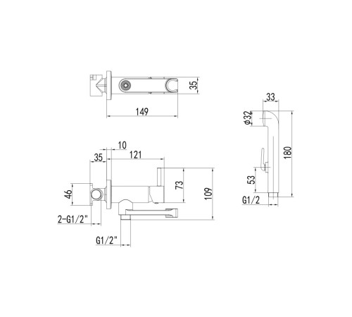 Комплект для гигиенического душа Aquanet Ника встроенный хром AQ1819CR