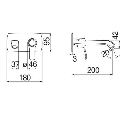 Смеситель для раковины TopZero Sofi 200 мм внешняя часть золото SI98198/1GDP