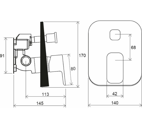 Смеситель скрытого монтажа Ravak 10° TD F 065.20 черный X070158