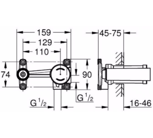 Встраиваемая часть смесителя GROHE однорычажный 23571000