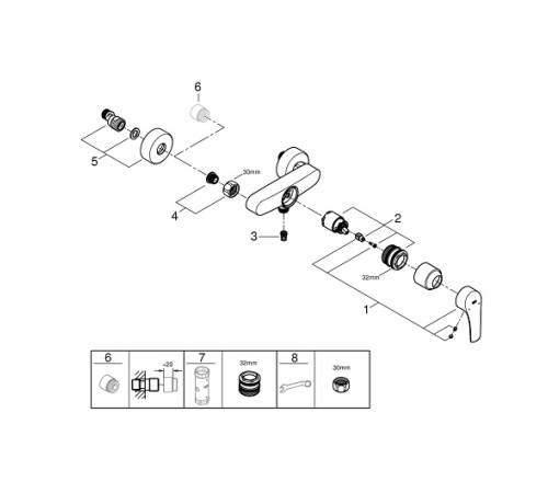 Смеситель для душа GROHE Eurosmart настенный монтаж хром 33555003