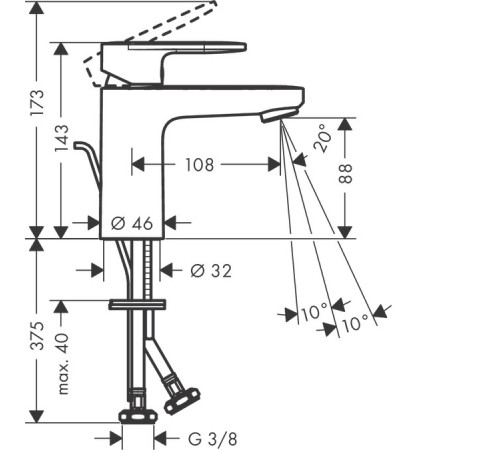 Смеситель для раковины hansgrohe Vernis Blend 70 без донного клапана 71558000