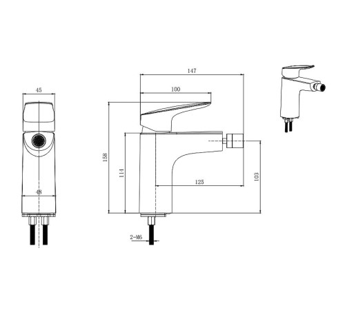 Смеситель для биде Aquatek Вега матовый черный AQ1018MB