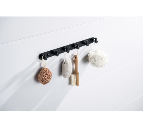 Планка с 6 крючками Aquanet Europa матовый черный AQ4124MB