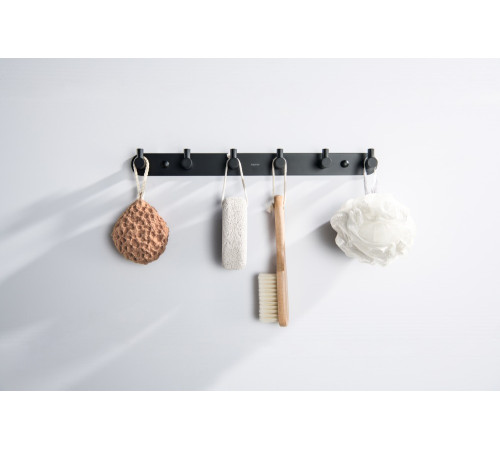 Планка с 6 крючками Aquanet Europa матовый черный AQ4124MB