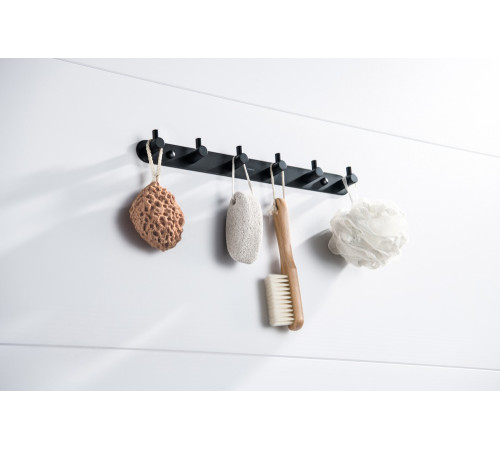 Планка с 6 крючками Aquanet Europa матовый черный AQ4124MB