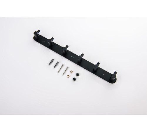 Планка с 6 крючками Aquanet Europa матовый черный AQ4124MB