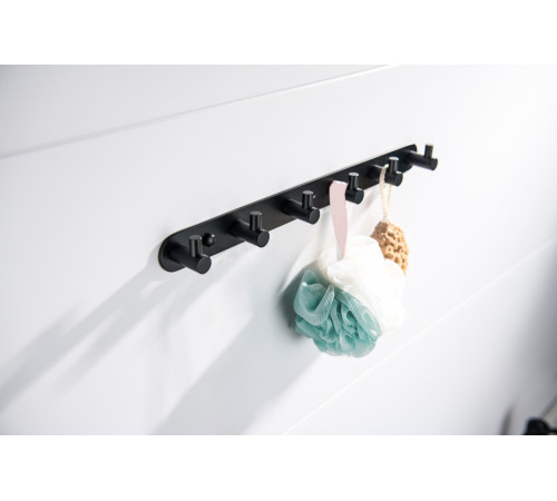 Планка с 6 крючками Aquanet Europa матовый черный AQ4124MB