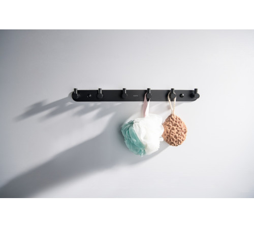 Планка с 6 крючками Aquanet Europa матовый черный AQ4124MB