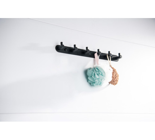 Планка с 6 крючками Aquanet Europa матовый черный AQ4124MB