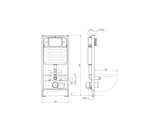 Комплект инсталляции AQUATEK ВЕГА cmp-013 рама INS-0000012 кнопка KDI-0000013 унитаз AQ1904-00 cmp-013