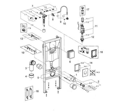 Система инсталляции для унитаза GROHE Rapid SL 3 в 1 с клавишей Skate Air хром 38721001