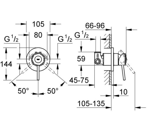 Смеситель для душа GROHE BauClassic встраиваемый комплект хром 29048000