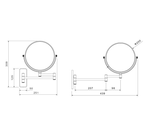 Зеркало косметическое настенное Aquanet 5x увеличение оружейная сталь AQ4911BGM