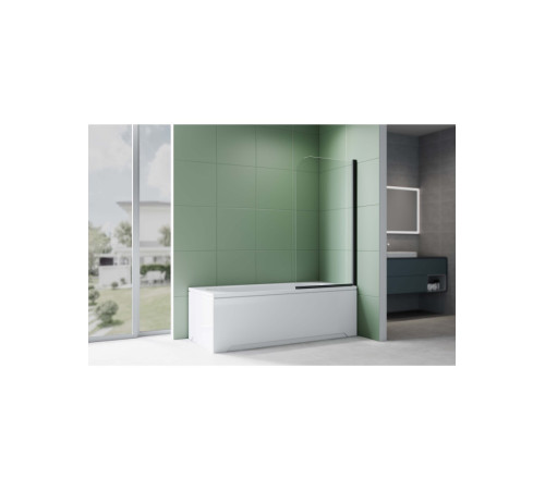 Шторка на ванну Aquanet одноэлементная поворотная 800x1500 мм черный профиль прозрачное стекло 6 мм AQ.BSRC.080.1BL