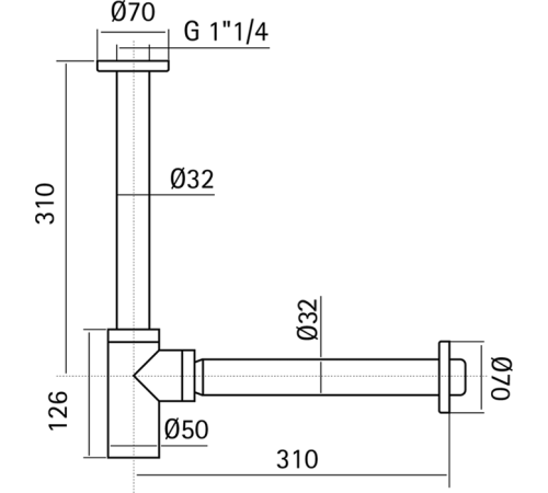 Сифон для раковины Cisal Xion 1 1/4 нержавеющая сталь ZA004130D1