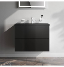 Тумба под раковину подвесная AM.PM Gem 75 см 2 ящика черный матовый M90FHX07522BM