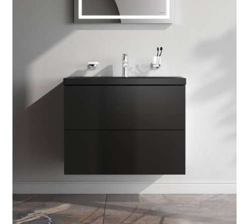 Тумба под раковину подвесная AM.PM Gem 75 см 2 ящика черный матовый M90FHX07522BM