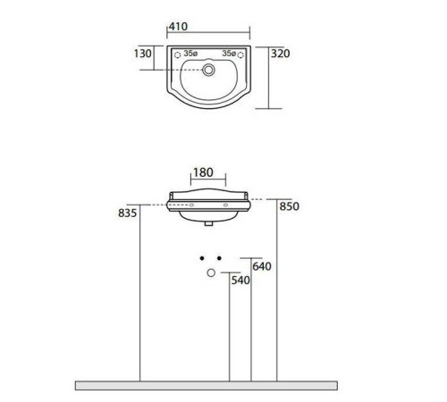 Раковина Kerasan Retro 41х32 см 1 отверстие левая белая 103301