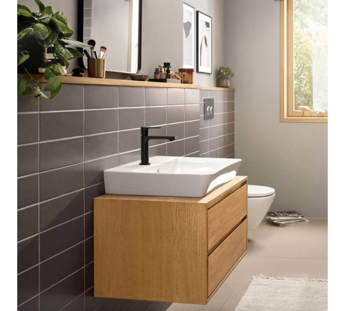 Смеситель для раковины Hansgrohe Rebris E с донным клапаном матовый черный 72557670
