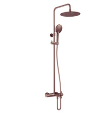 Душевая система с термостатом и изливом AQUAMET Ø250 мм медь шлифованная AQM8008BC