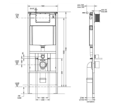 Монтажная рама с бачком для подвесного унитаза Artceram 700.101