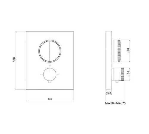 Смеситель для душа термостатический Almar Core кнопочный 2 потребителя хром E176682.CR