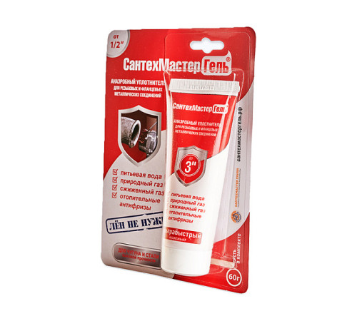 Гель-герметик анаэробный СантехМастер Красный 60 г 61037