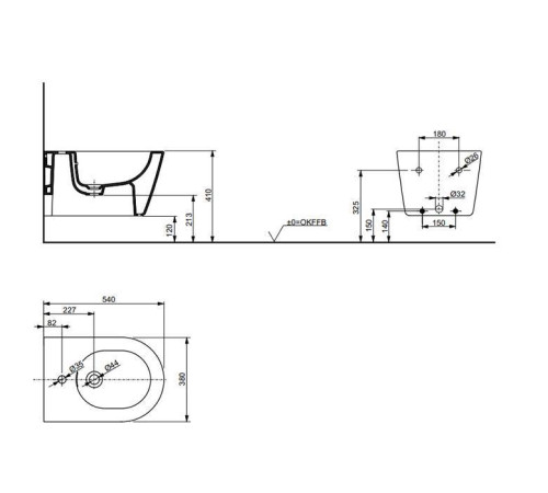 Биде подвесное TOTO RP 54х38х29 см белое B552E#XW