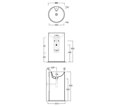 Раковина Simas Top e lavabi darredo 51x83.5 см 1 отв. белый GTEbi
