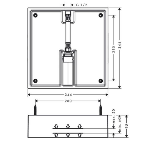 Скрытая часть верхнего душа Hansgrohe Raindance E 400 1jet 26254180
